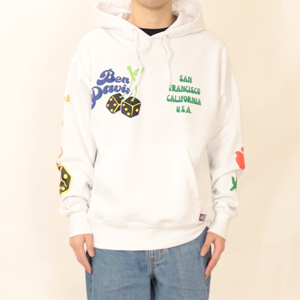 Ben Davis White Graphic Hoodie size M